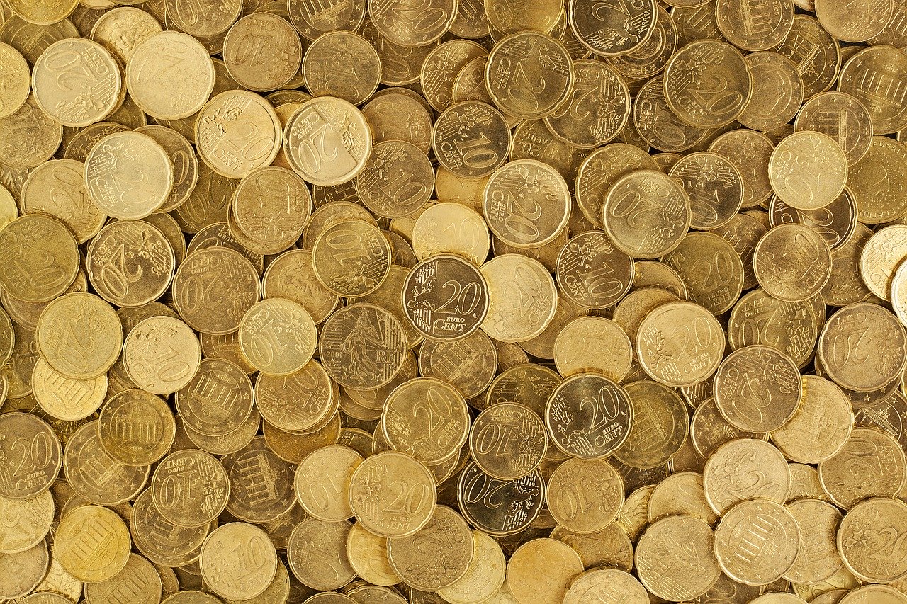 A bunch of gold euro coins. A bunch of it.